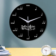 Music Notes Wall Décor Silent Circular Clock â€?Artistic and Stylish Design