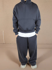 Completo tuta hoodie fondo largo uomo piombo