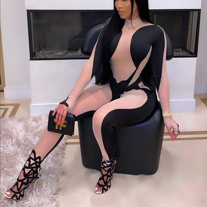Women's full mesh playsuit