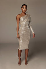 Dress Oblique Evening Dress Sequins