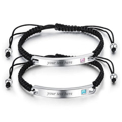 2 Pcs Engraved Matching Friendship Bracelets Set