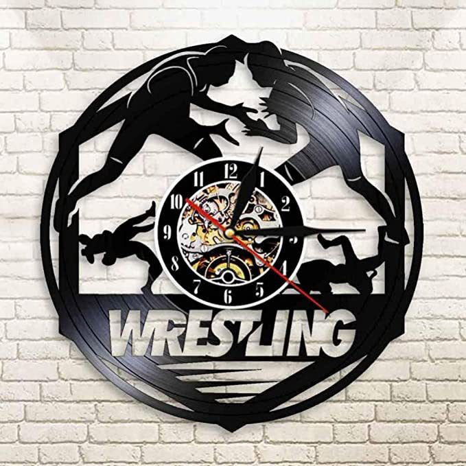 Gift for Wrestler Lp Record Clock