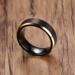 Engraved Mens Ring Black Tungsten