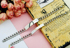 Personalized 2 Hearts Matching Bracelets for Him and Her