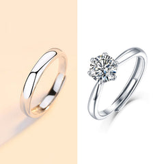 Engraved Minimalist Couples Promise Rings - Sterling Silver