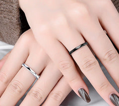Matching Adjustable Size Promise Rings Set for Couples