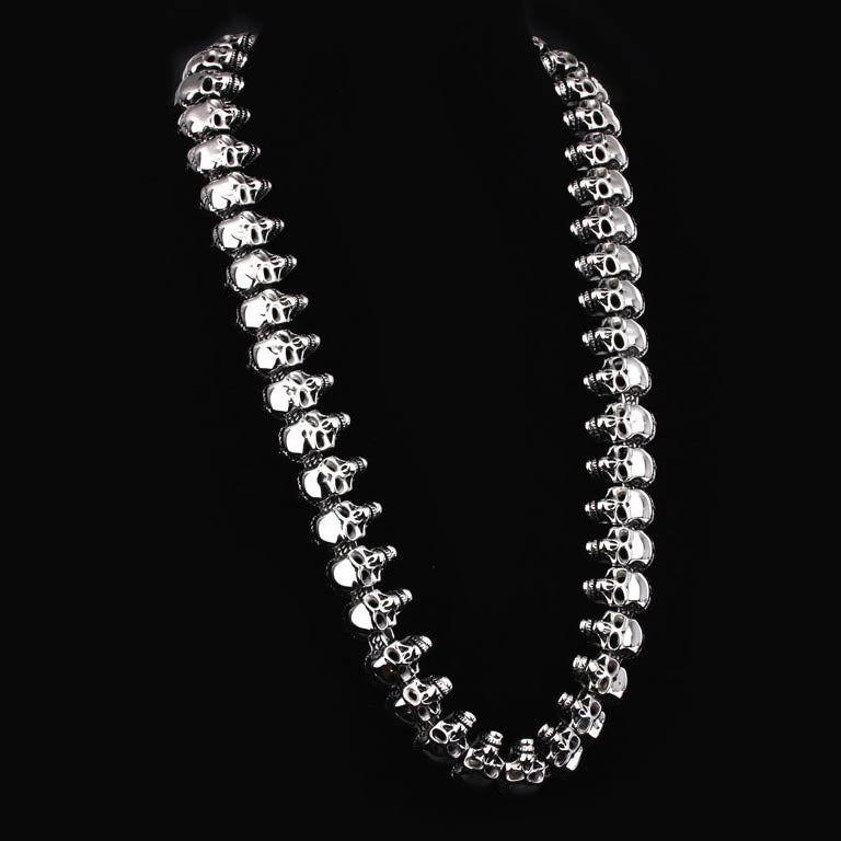 Skull Punk Biker Style Chain Necklace for Men - 316L Stainless Steel, 65cm