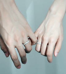 Engraved Couples Promise Rings Set Sterling Silver