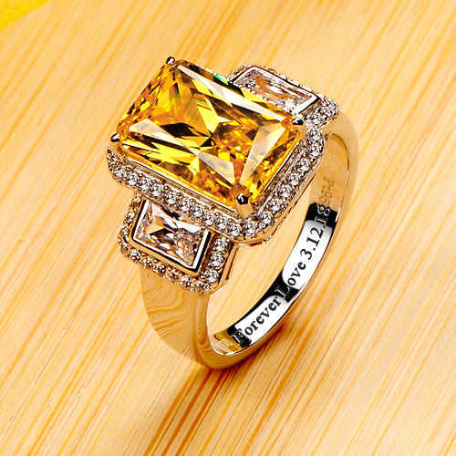 3 Carats Yellow Lab Diamond Emerald Cut Ring