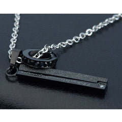 Engraved Couples Bar Pendants Necklaces Set for 2