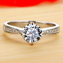 1 Carat Lab Grown Diamond Solitaire Ring - 18K White Gold & Platinum Plated Sterling Silver Anniversary Ring for Her