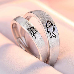 Matching Cat and Fish Wedding Bands Set