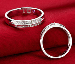 Engraved Ruby Lab Diamond Matching Rings Set