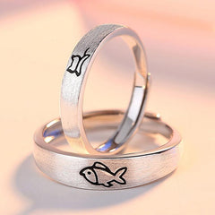 Matching Cat and Fish Wedding Bands Set