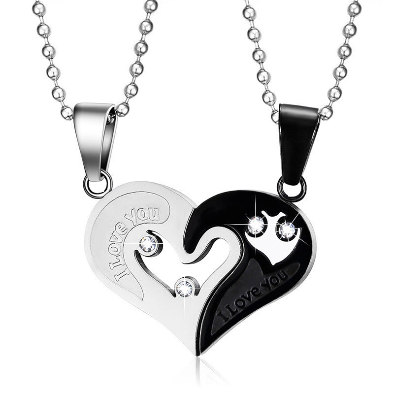 Personalized Half Hearts Couple Promise Necklaces Set for 2