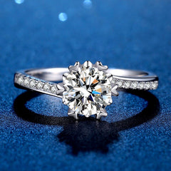 Personalized 1 Carat Moissanite Promise Rings - Adjustable Sterling Silver