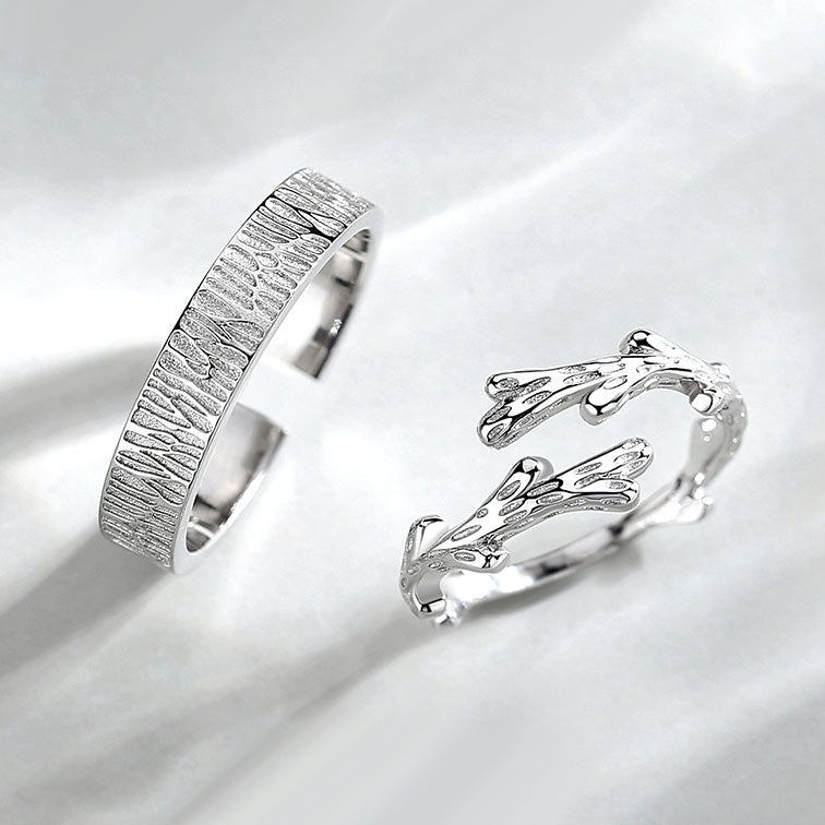 Matching Couple Rings Jewelry Gift Set (Adjustable Size)