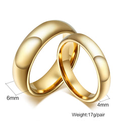 Personalized Gold Couple Rings - Engraved Tungsten Wedding Bands