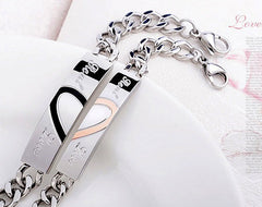 Personalized 2 Hearts Matching Bracelets for Him and Her