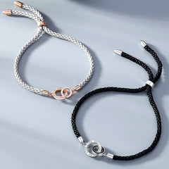 Matching Promise Mobius Couple Bracelets - Personalized Sterling Silver Gift Set