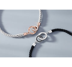 Matching Promise Mobius Couple Bracelets - Personalized Sterling Silver Gift Set