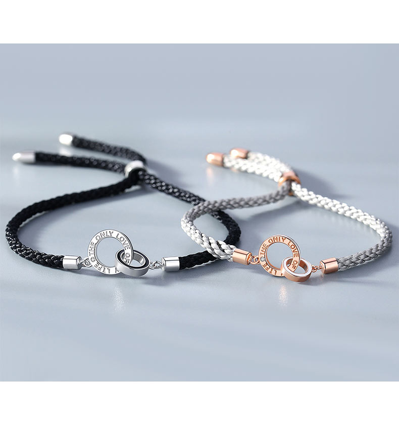 Matching Promise Mobius Couple Bracelets - Personalized Sterling Silver Gift Set