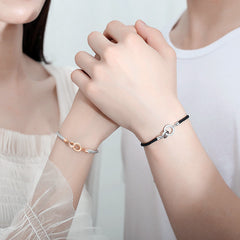 Matching Promise Mobius Couple Bracelets - Personalized Sterling Silver Gift Set