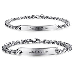 Personalized Couple Bracelets - Engraved Matching Set