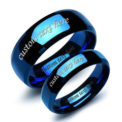 Personalized Blue Titanium Promise Rings for Couples
