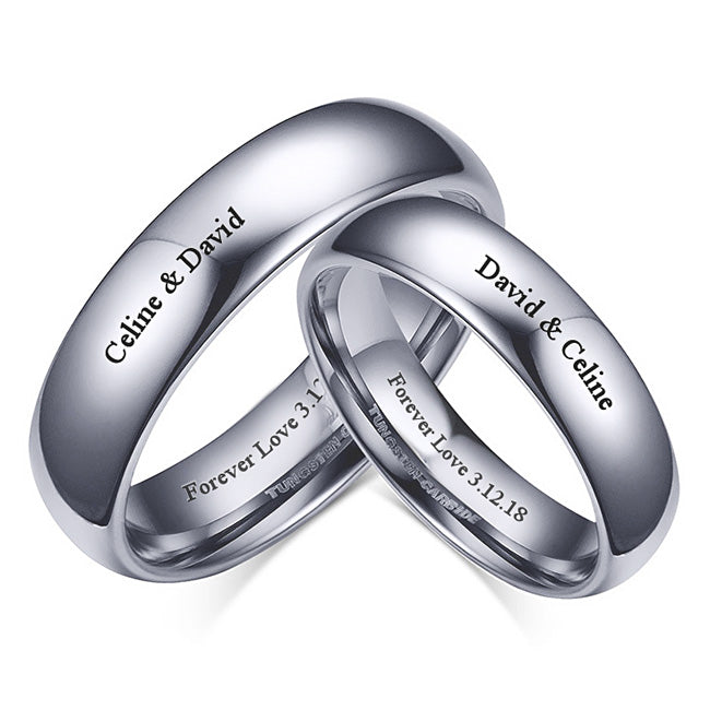 Personalized Tungsten Carbide Wedding Bands for Couples