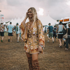 Women's Bohemian V-neck print dress