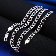 Mens Cuban Curb Chain Necklace Sterling Silver 50cm