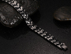 Personalized Mens Jewelry Bracelet - Black - Stainless Steel