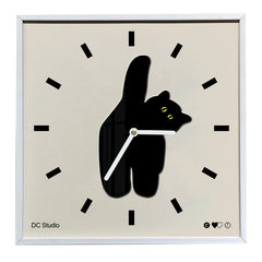 Midnight Muse Silent Square Cat Wall Clock â€?12"