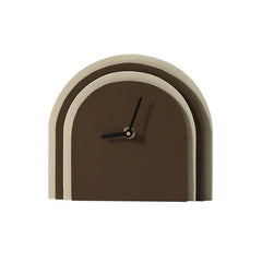 Multilayered Wood & Leather Silent Desk Clock â€?19×17 cm (Blue/Brown)