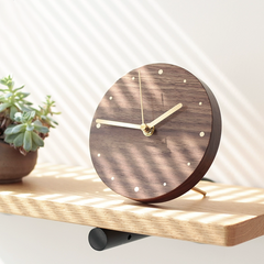 Walnut Desk Clock â€?Solid Wood, Silent Minimalist (11.5×11.5×4.5 cm)