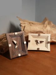 Two-Tone Solid Wood Desk Clock â€?Silent, Minimalist (7â€?5 cm)