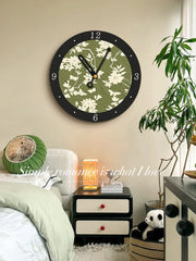Art Deco Floral Silent Wall Clock â€?12" Canvas Print