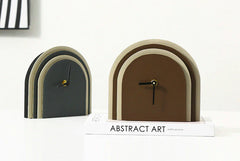 Multilayered Wood & Leather Silent Desk Clock â€?19×17 cm (Blue/Brown)
