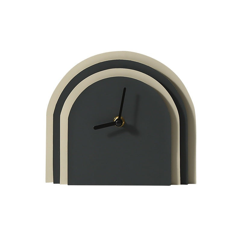 Multilayered Wood & Leather Silent Desk Clock â€?19×17 cm (Blue/Brown)
