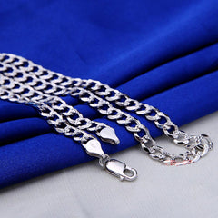 Mens Cuban Curb Chain Necklace Sterling Silver 50cm
