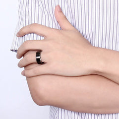 Black Personalized Mens Tungsten Ring - 8mm Wide