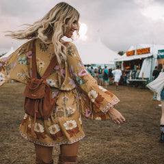 Women's Bohemian V-neck print dress