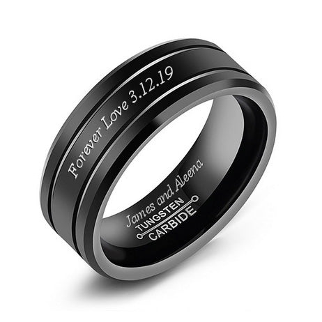 Custom Tungsten Mens Ring Christmas Gift 8mm
