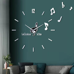Music Notes 3D Sticker DIY Silent Wall Clock â€?Create Your Own Design