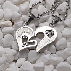 Personalized Half Hearts Couple Promise Necklaces Set for 2