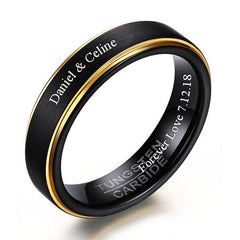 Custom Name Mens Wedding Band Tungsten 5mm