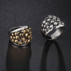 Custom Skulls Stainless Steel Mens Ring 8mm