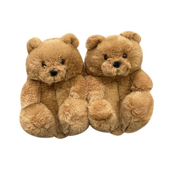 Teddy Bear Slippers Floor Home Plush Thick Cotton Warm Shoes