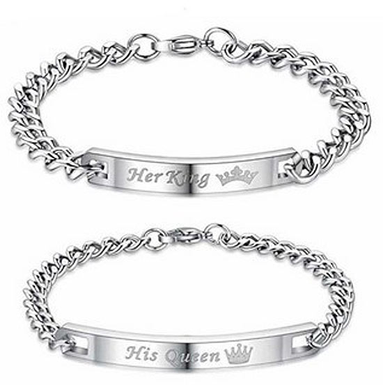 Her King His Queen Couple Relationship Bracelets Set for 2